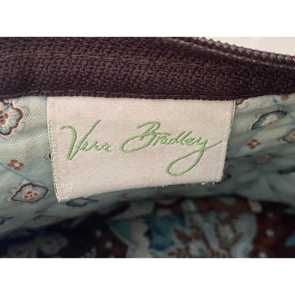 Vintage Vera Bradley Java Blue Tote Bag Purse Shoulder Paisley Brown Zip Closure - Picture 5 of 16